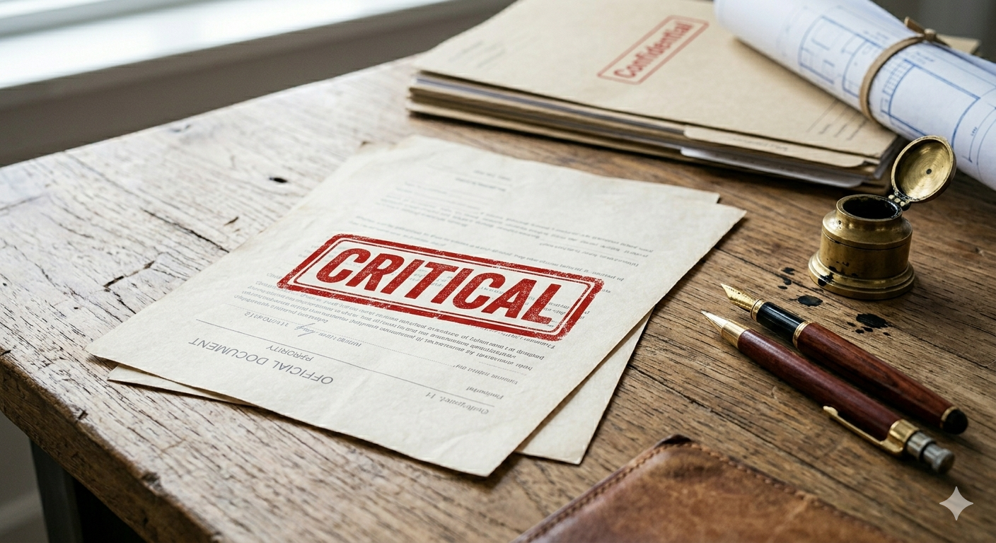 CRITICAL stamp — the critical path is the sequence that determines project duration